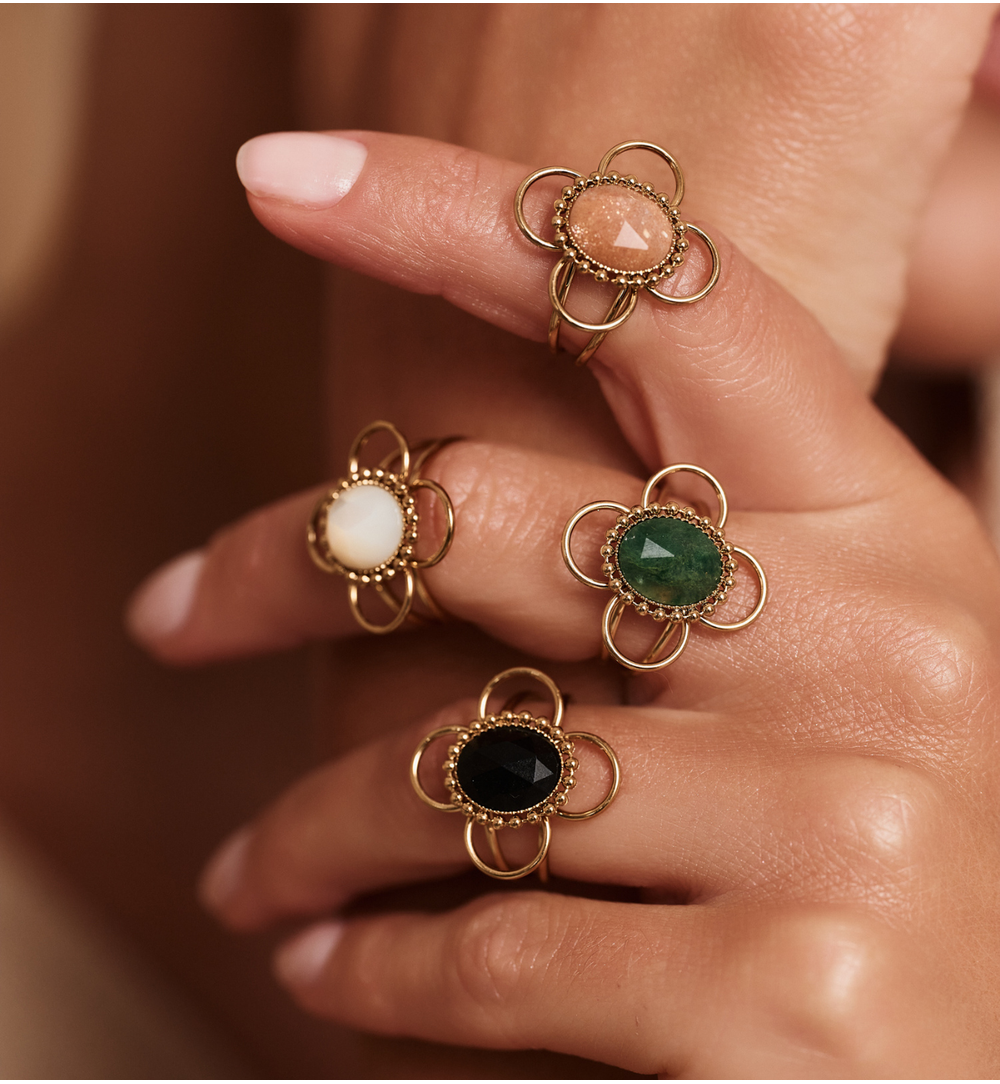 Pierścionek z jadeitem afrykańskim złoty PEA0097