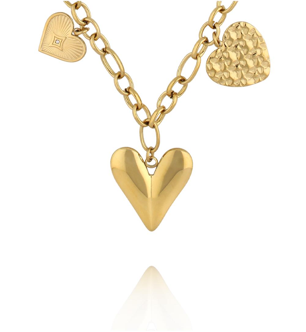 Naszyjnik złoty z sercami NEA0041