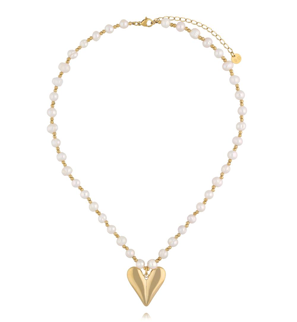 Naszyjnik z pereł z zawieszką w kształcie serca NPE0375