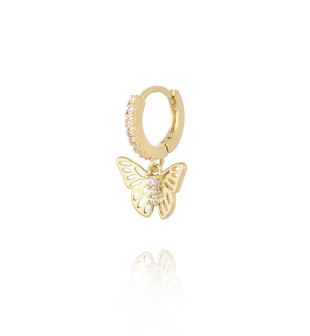 Zestaw złotych kolczyków z motywem motyla KLU0186