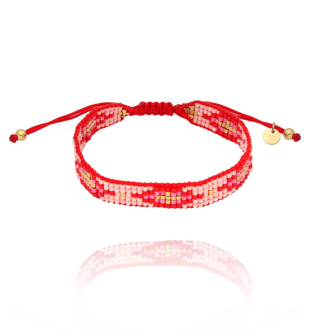 Bransoletka różowo czerwona z koralikami Miyuki Keiko BSC1845