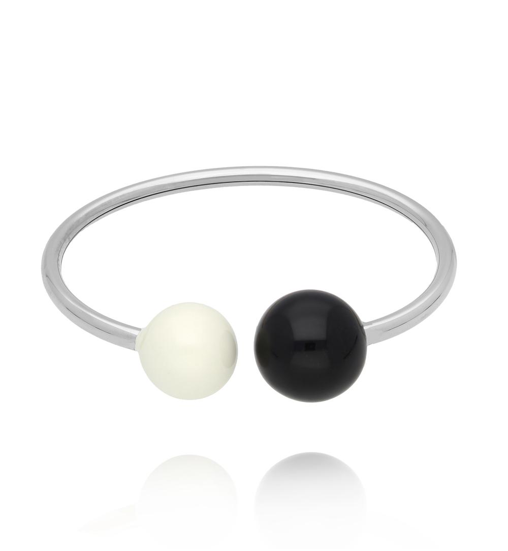 Bransoletka obręcz srebrna z kulkami emaliowanymi BSA0997