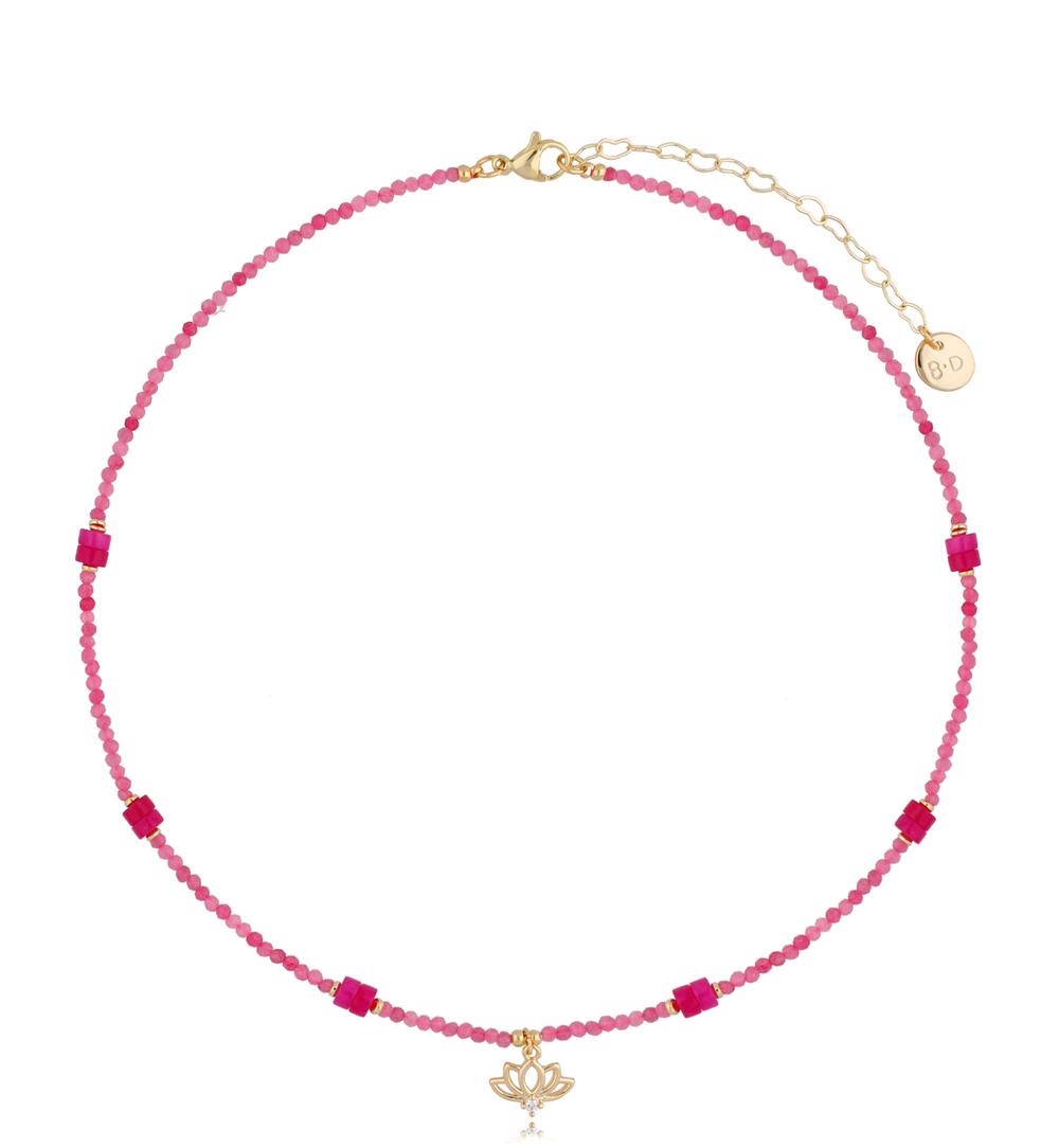 Naszyjnik fuksjowy z kwiatem lotosu Vuelo NTW0776