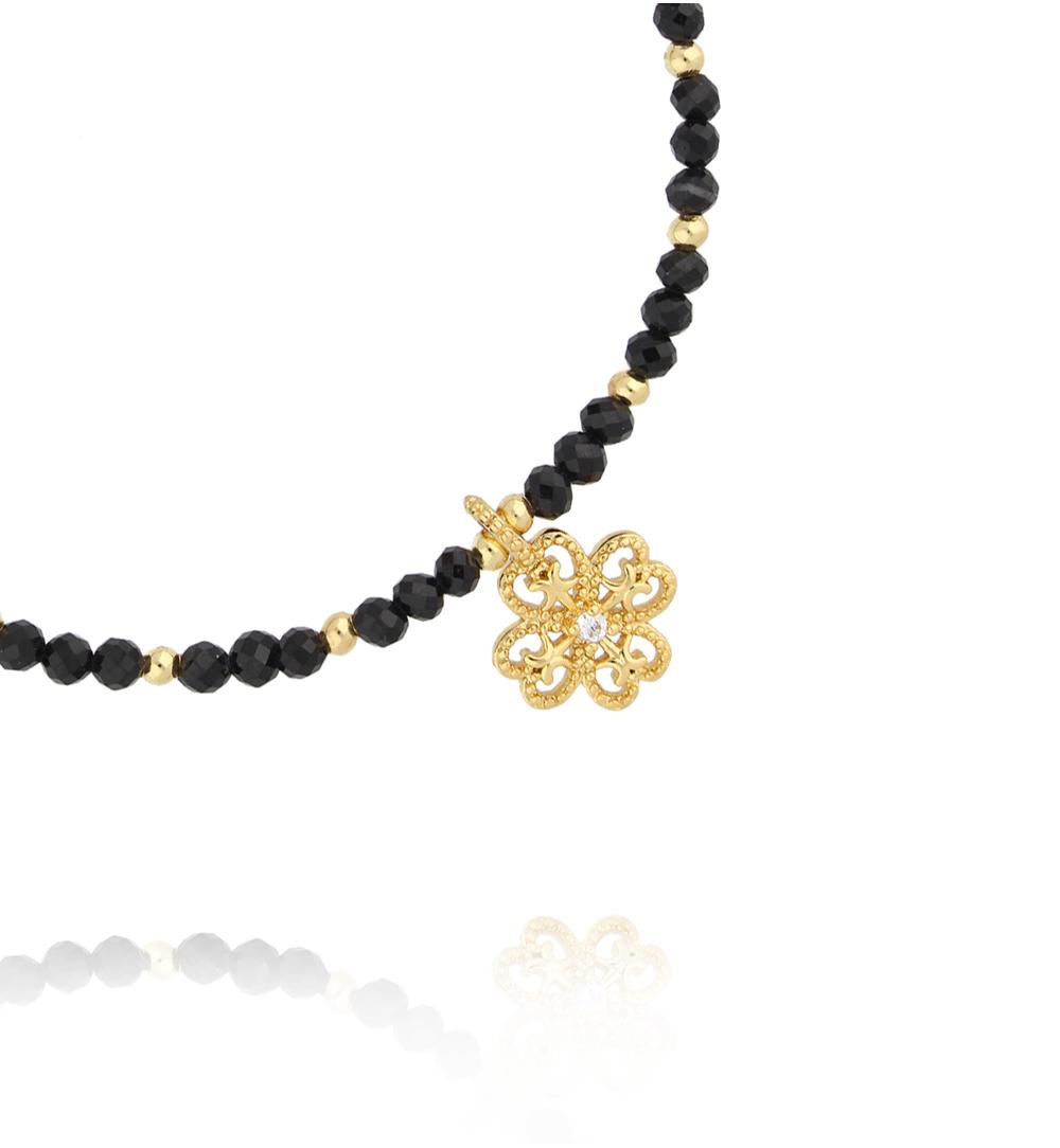 Bransoletka z agatami i koniczynką BTW2721