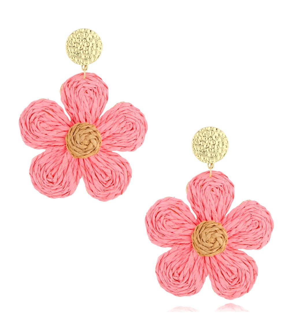 Kolczyki rożowe ze sznurkiem Summer Flower KSO0017
