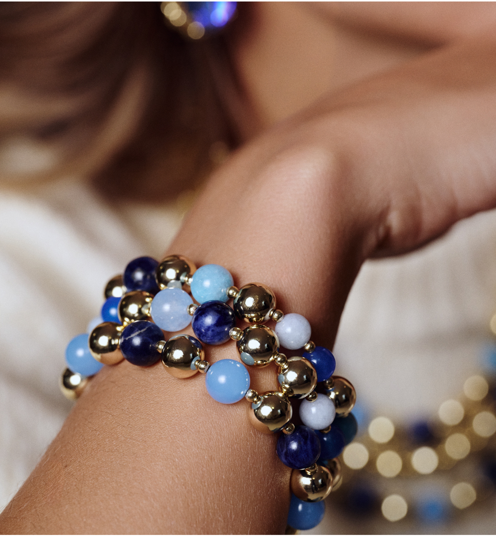 Zestaw trzech bransoletek w odcieniach błękitu BSC2347