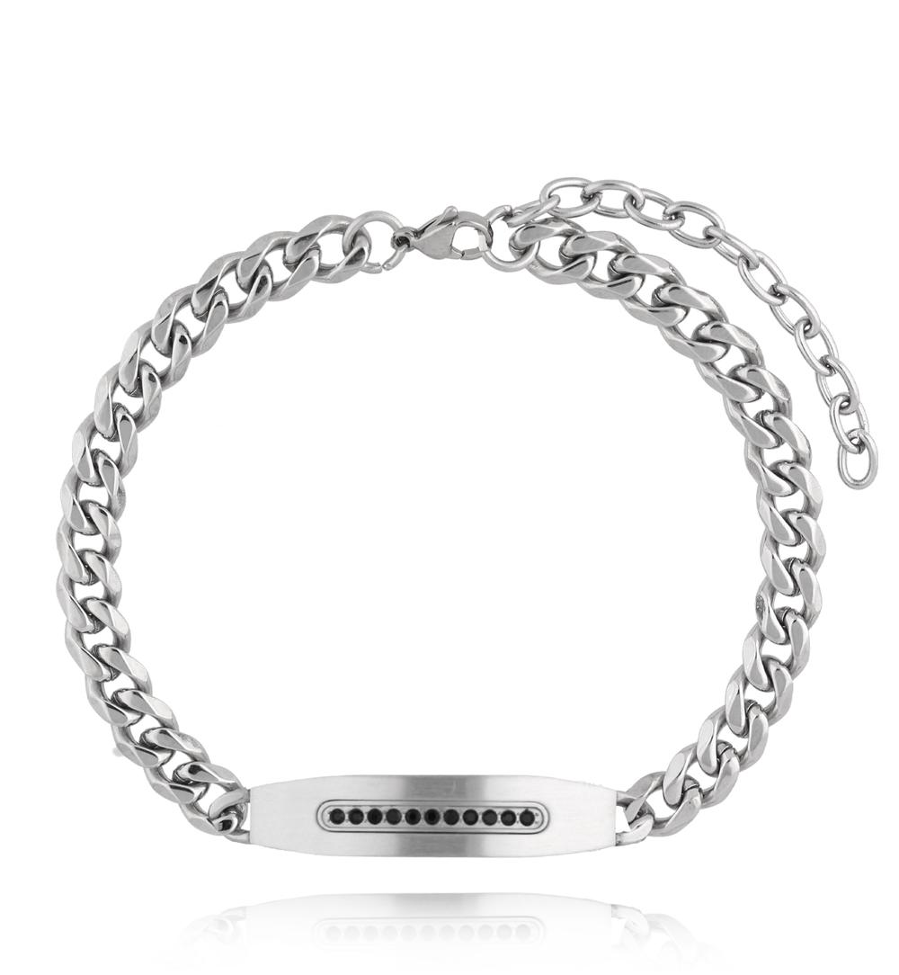 Zestaw męskich bransoletek z łańcuchem i stalowymi blaszkami ZN0098