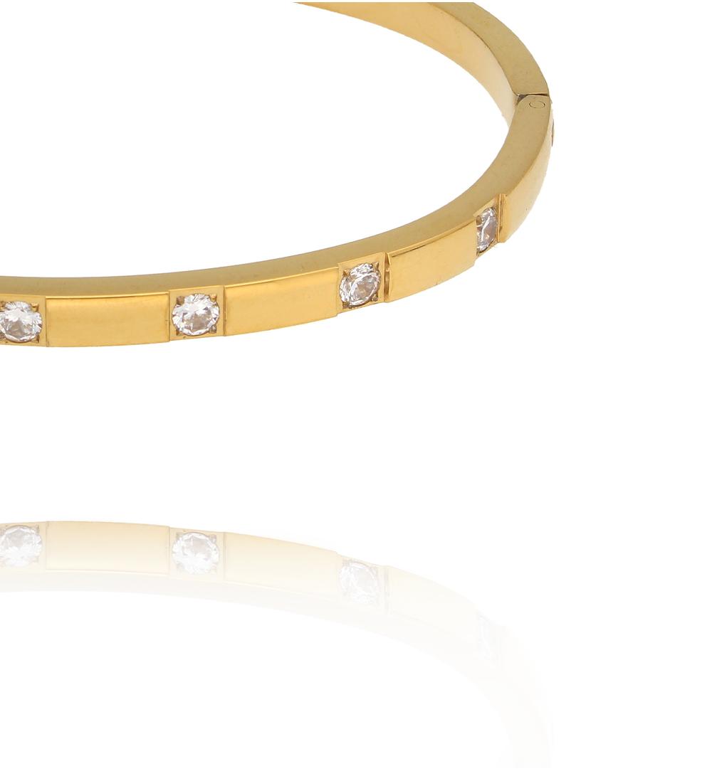 Bransoletka złota obręcz z cyrkoniami BSY0651