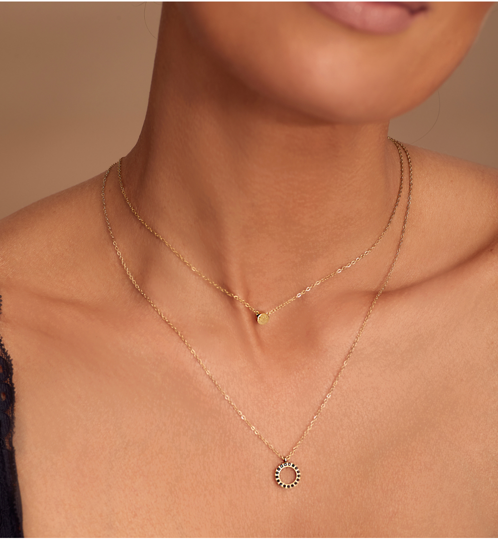 Naszyjnik złoty z kółeczkiem ze stali szlachetnej NSA0041