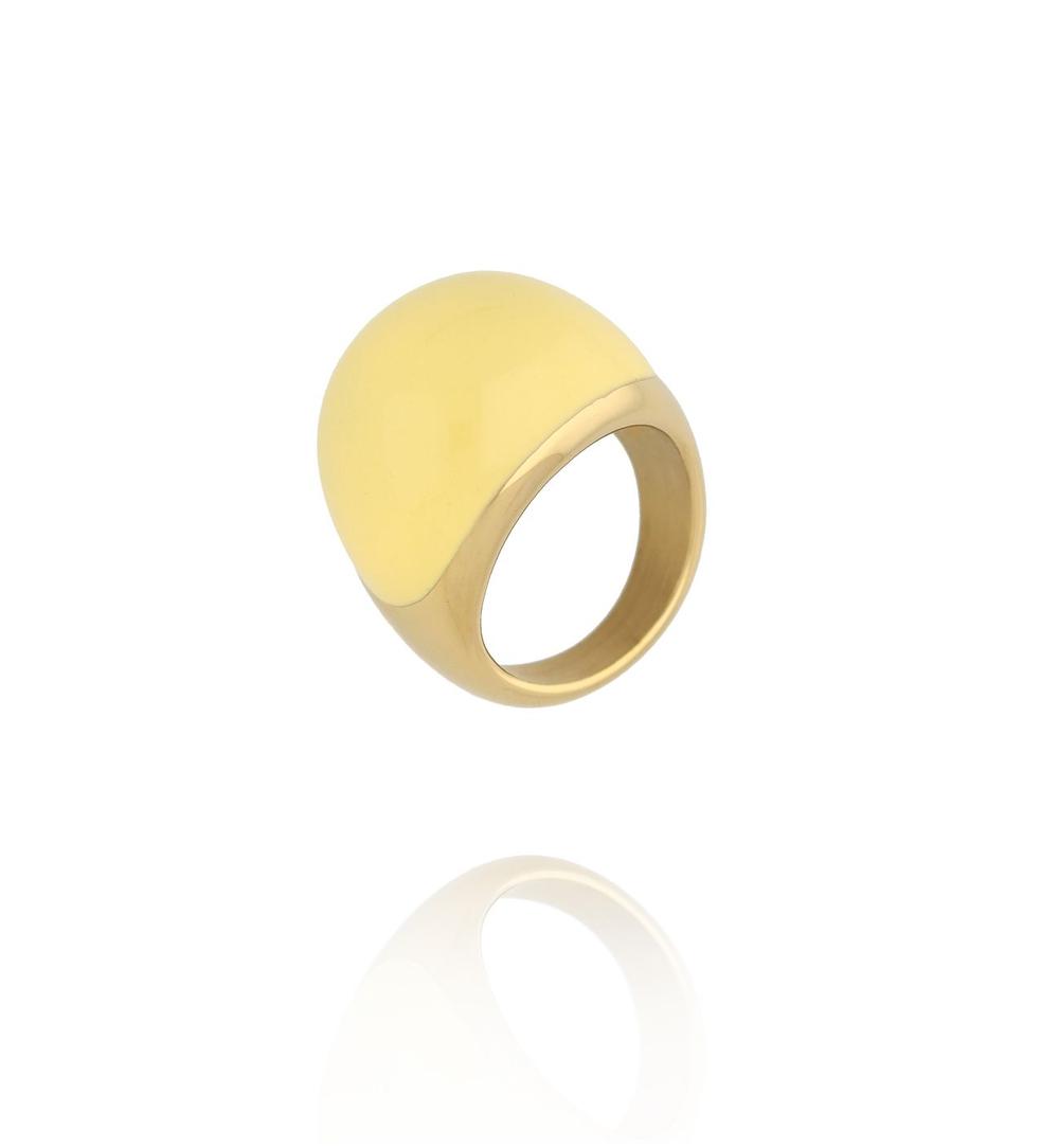 Pierścionek złoty z żółtą emalią PSA1272