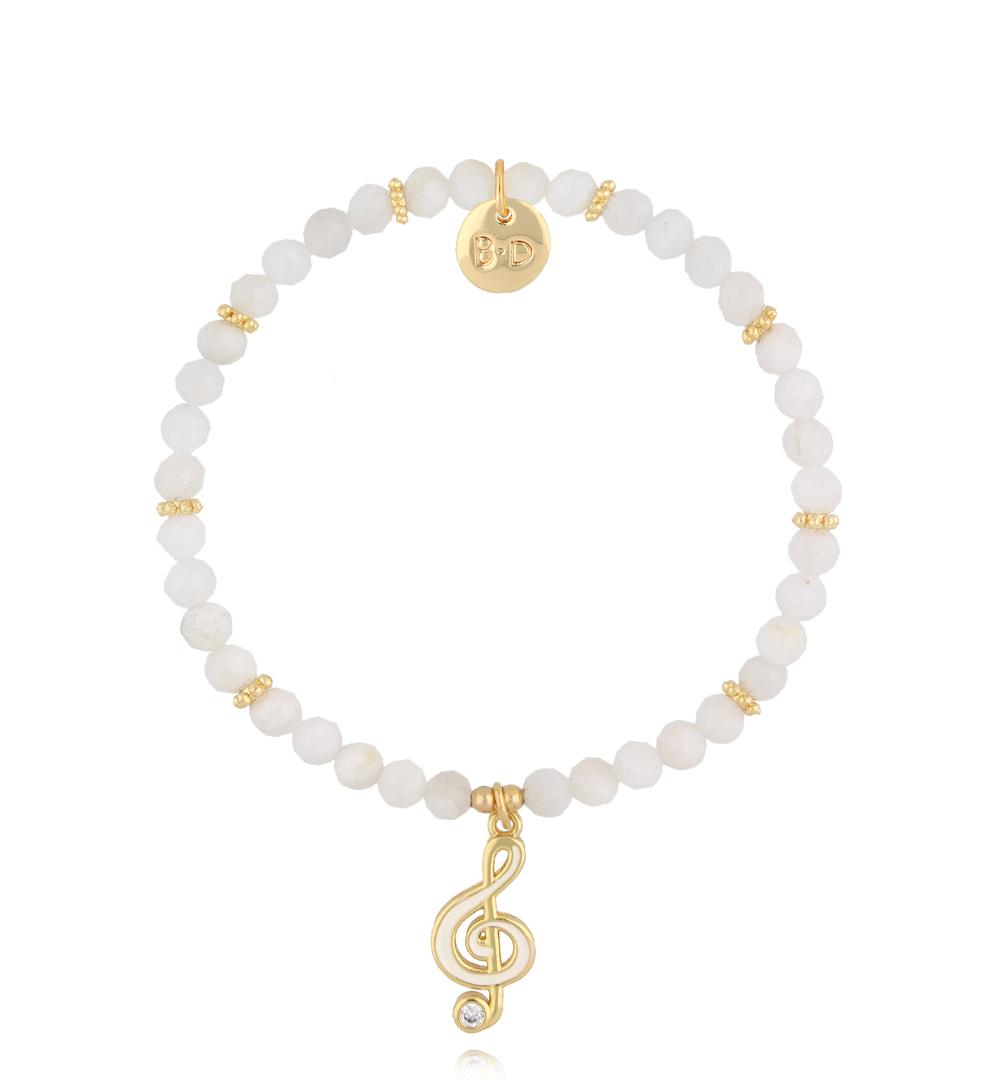 Bransoletka z kamieniami księżycowymi i kluczem wiolinowym BTW3635