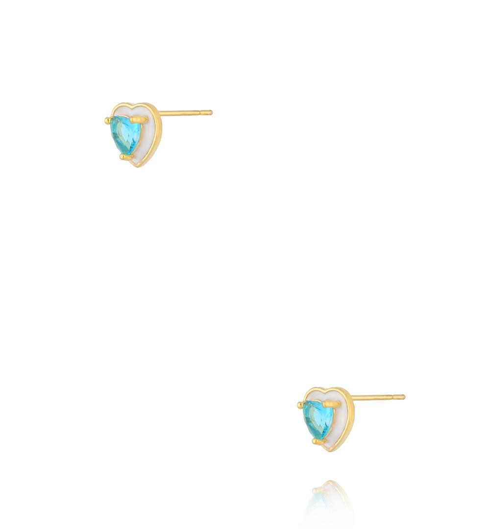 Zestaw złoconych kolczyków z turkusowymi kamieniami i emalią KMB0064