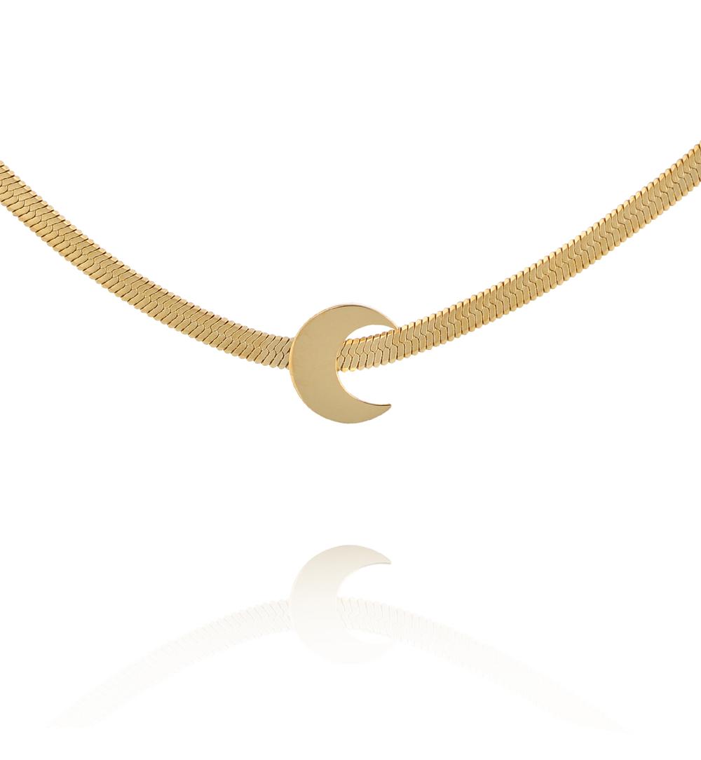 Naszyjnik złota żmijka z księżycem NEA0050