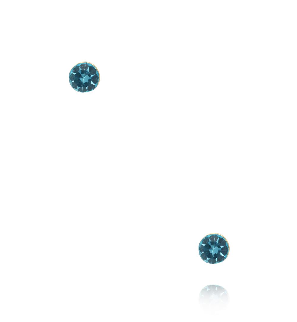 Kolczyki z niebieskim kryształem w złotej oprawie KCA0166