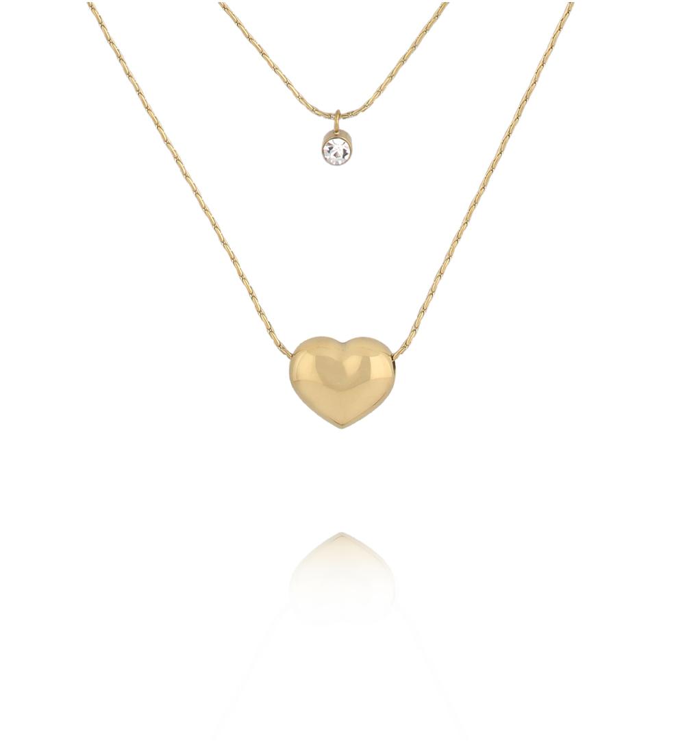 Naszyjnik z sercem i cyrkonią podwójny NSY0844