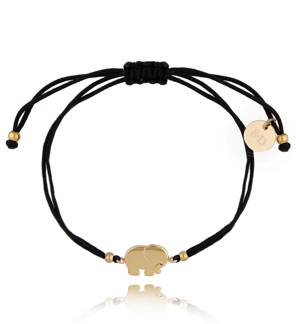 Bransoletka czarno-złota ze słonikiem Memory BGL0589