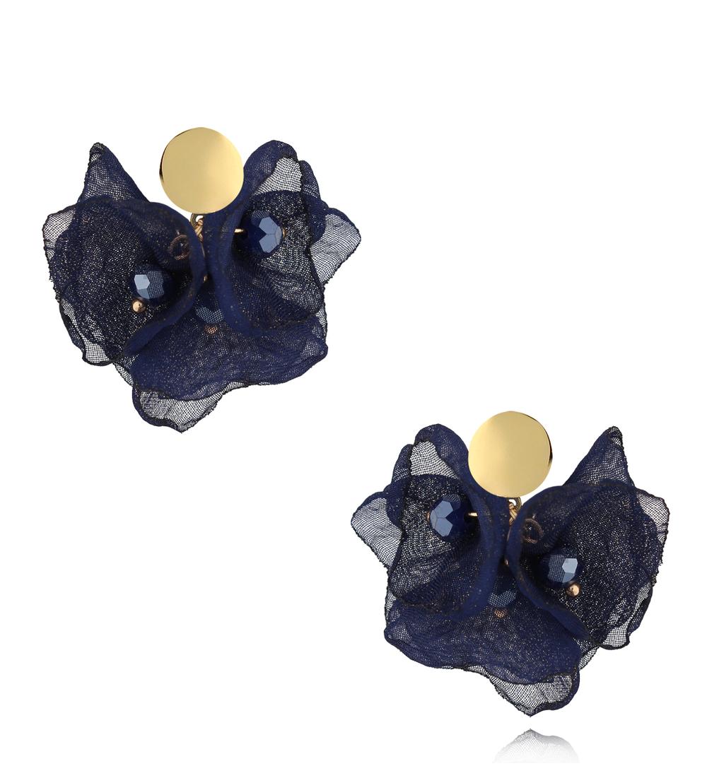 Kolczyki z szyfonu małe granatowe Nue KBL1673