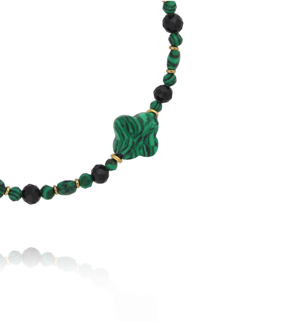 Bransoletka z malachitu i czarnego turmalinu BTW3589
