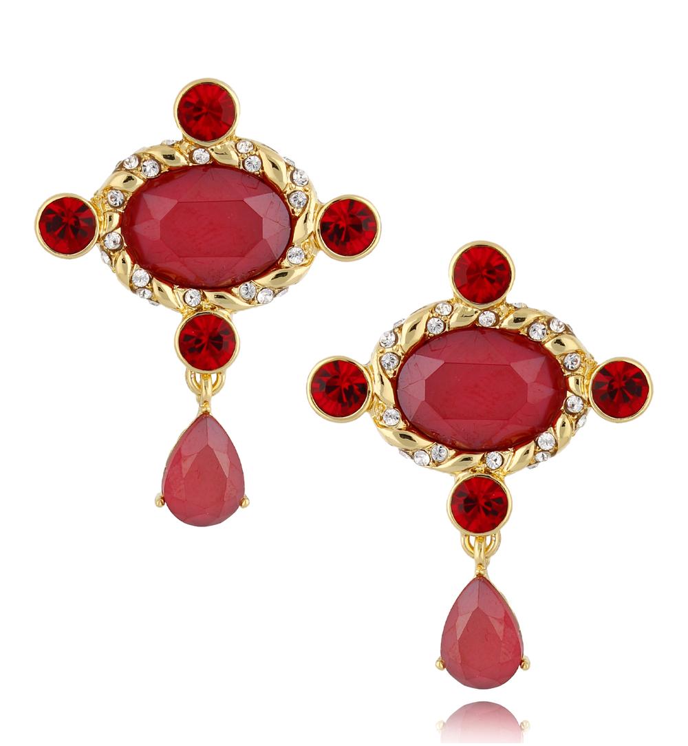 Kolczyki złote z czerwonymi kryształkami Siena KTO0070