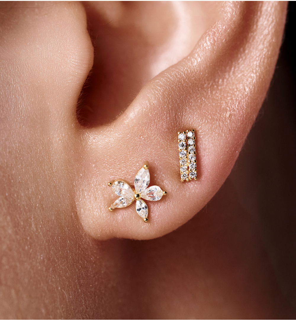 Zestaw kolczyków pozłacanych z cyrkoniami KLT0046