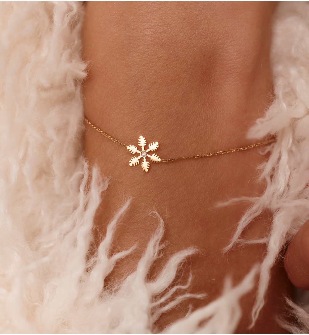 Zestaw biżuterii złotej ze śnieżynkami ZN0083