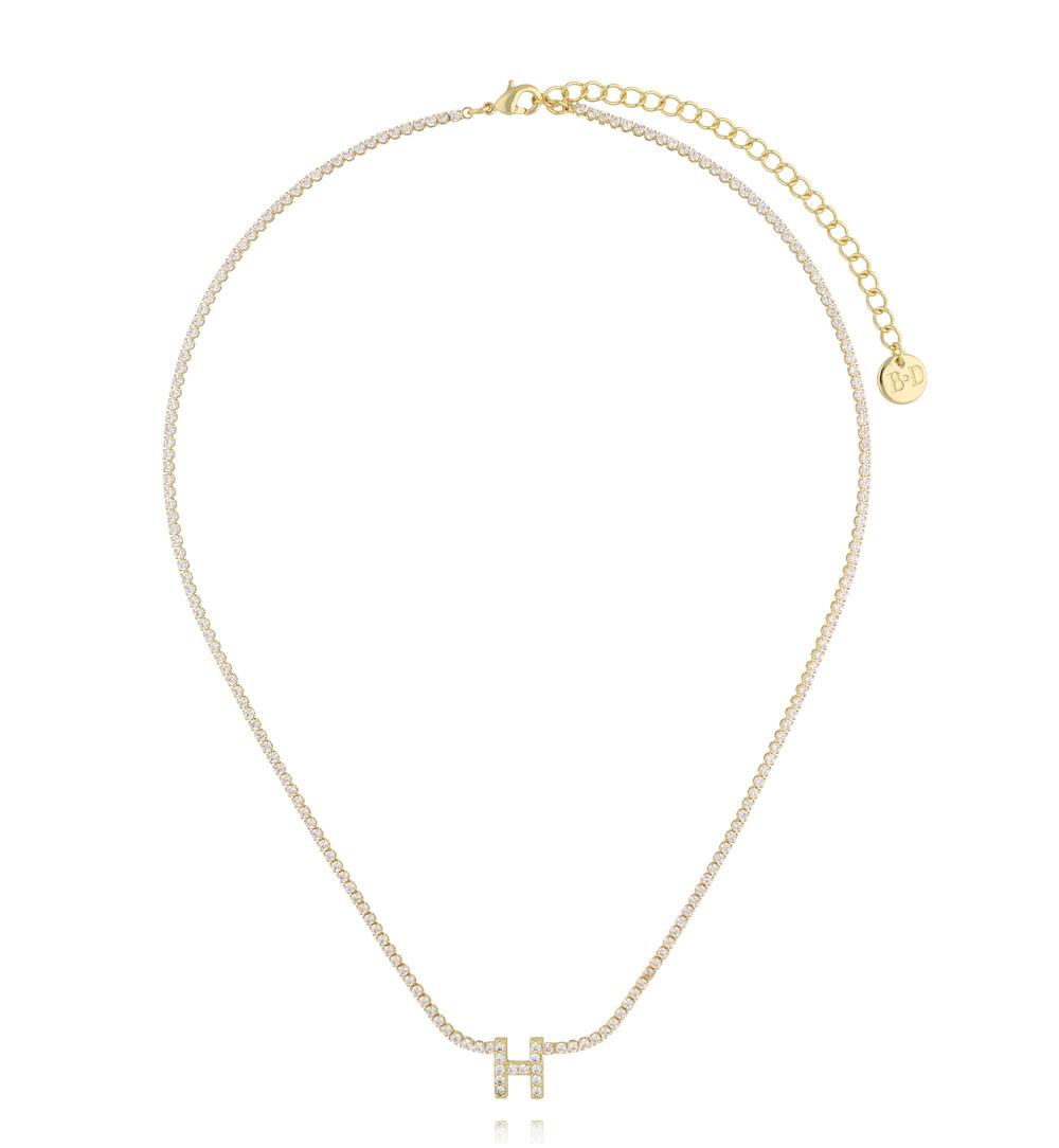 Naszyjnik typu tennis z literką H złoty NS0427