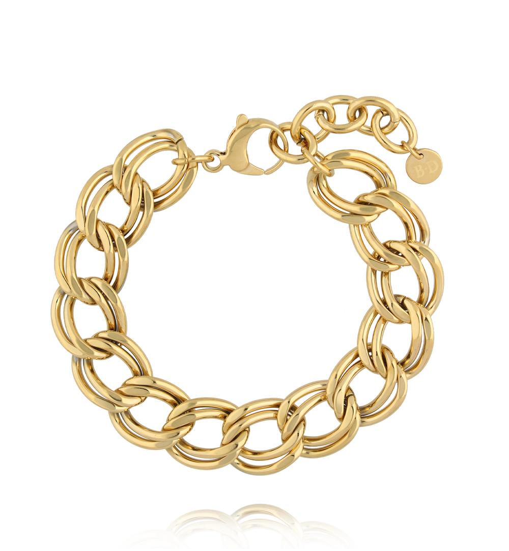 Bransoletka z podwójnych ogniw w złotym kolorze BEA0061