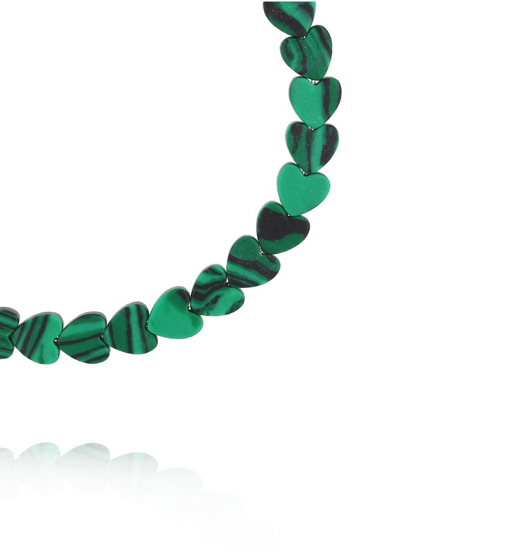 Bransoletka z sercami- malachity BTW3739