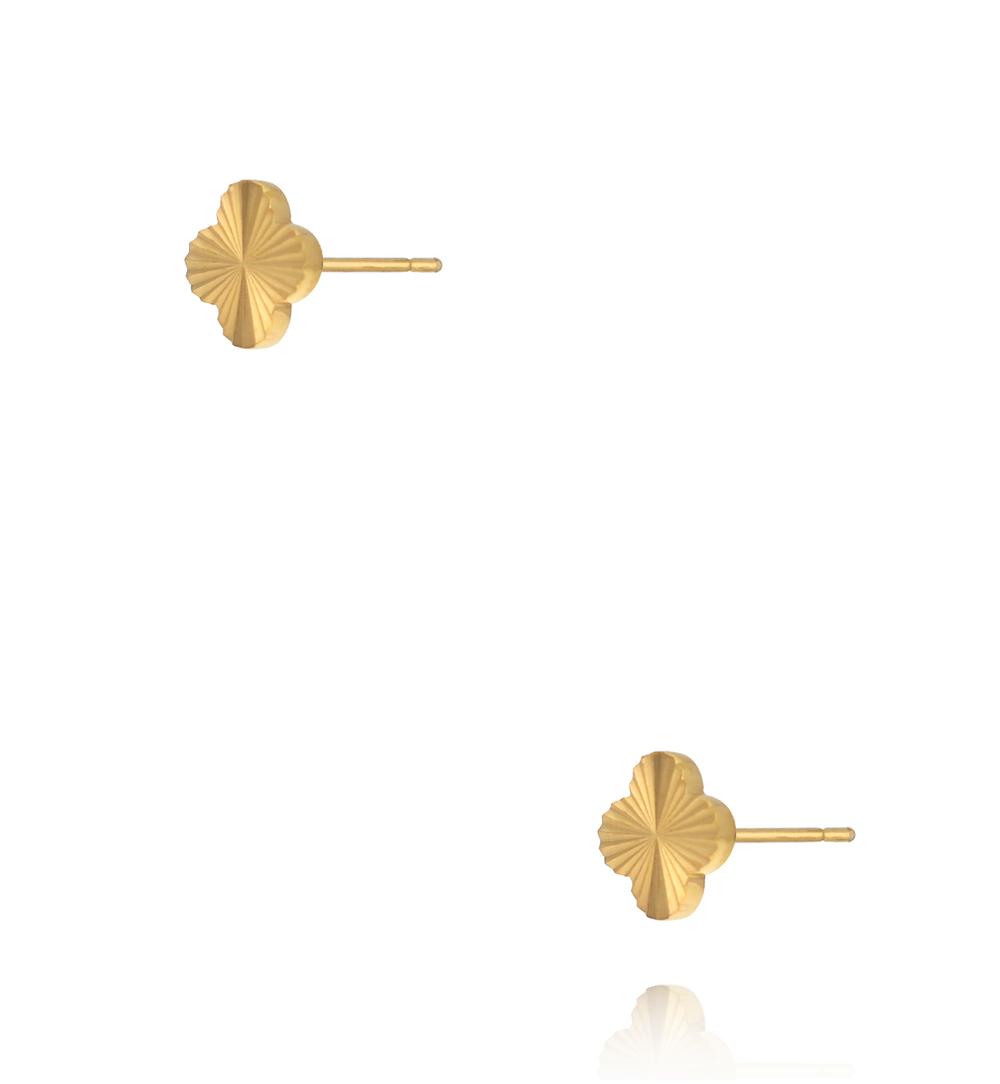 Kolczyki wkrętki w kształcie złotej koniczynki KSY0701