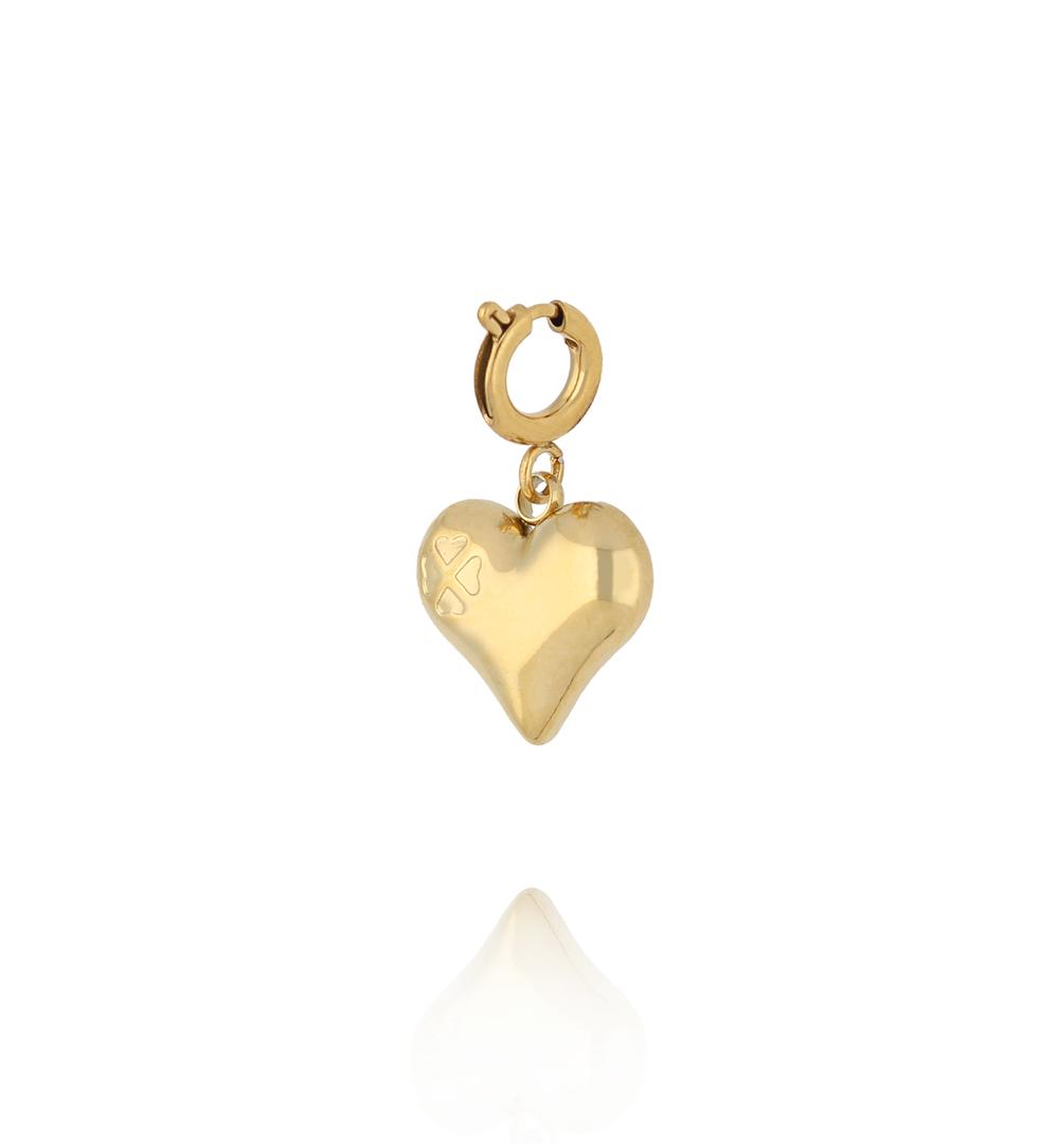 Charms Pozłacane Serce z wyżłobioną koniczynką CHA0038