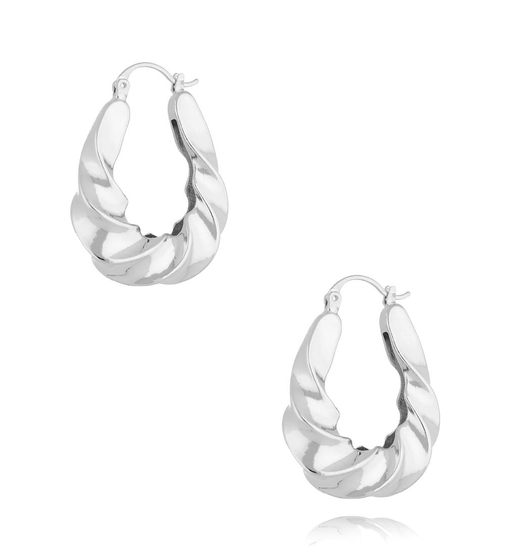 Kolczyki srebrne owalne falowane Roseville KRG0960