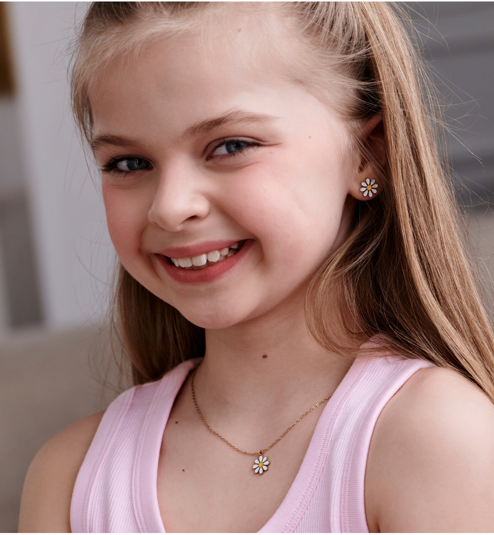 Zestaw biżuterii dla dziewczynki z kwiatuszkiem ZN0221