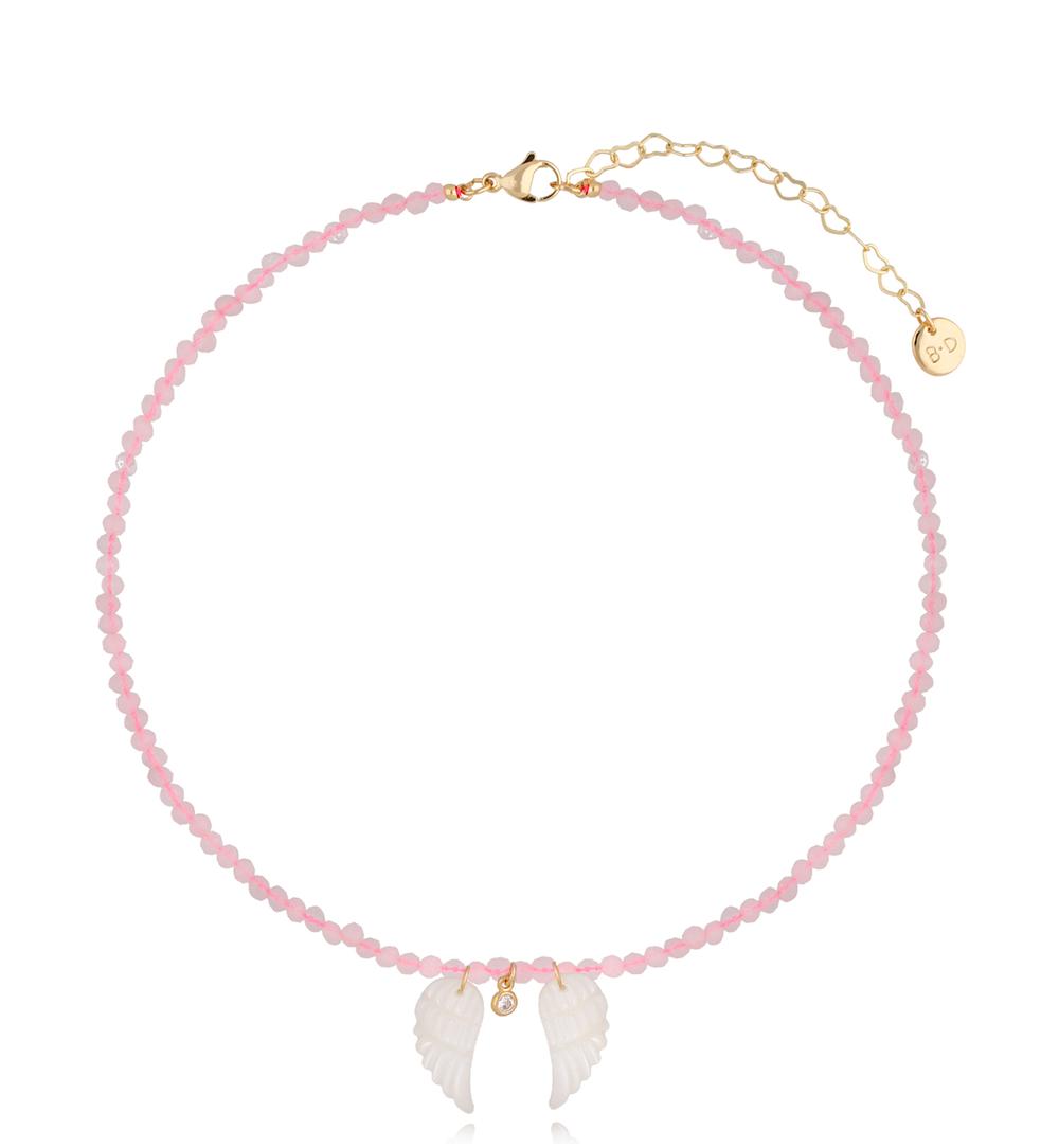 Naszyjnik różowy ze skrzydełkami White Wings NTW0433