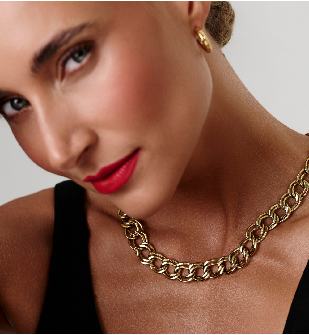 Naszyjnik – złoty łańcuch o podwójnych ogniwach NEA0047