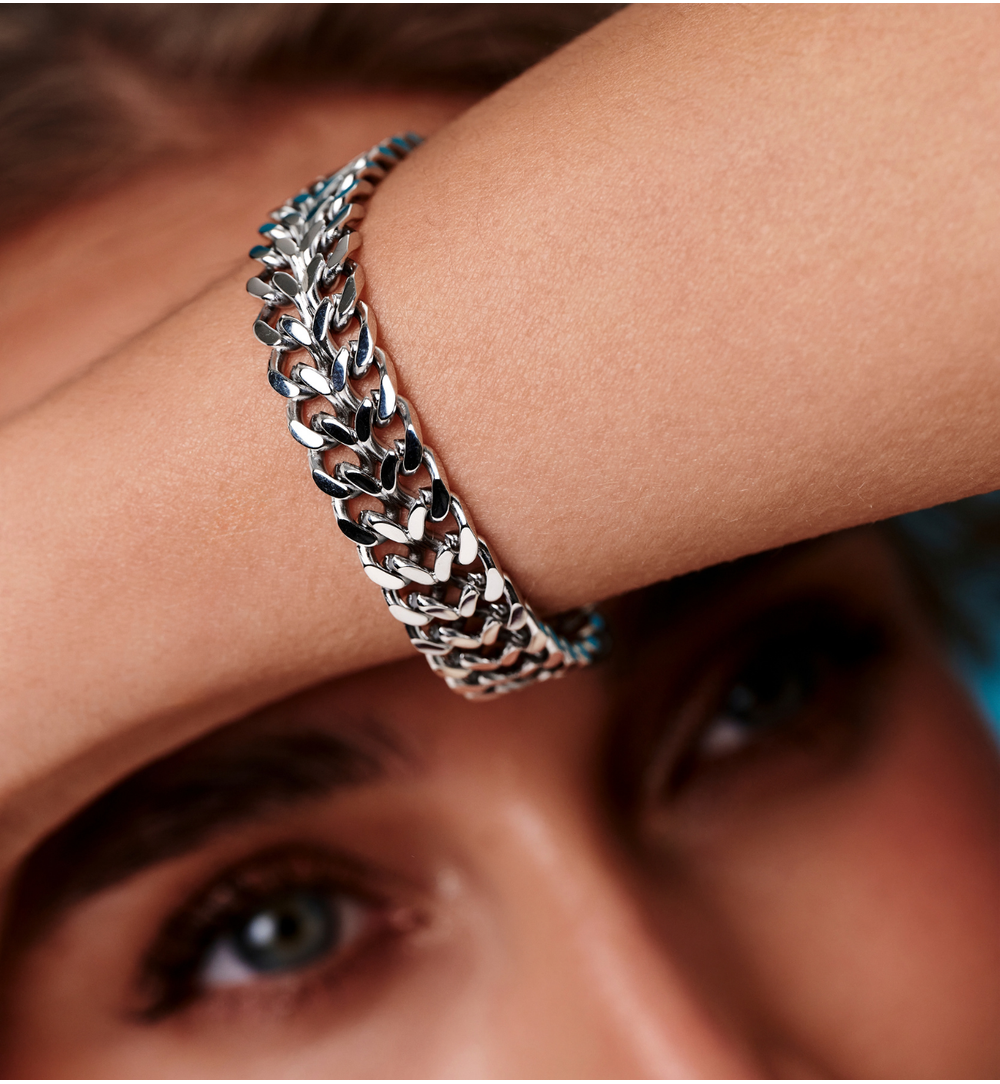 Zestaw biżuterii z łańcuchami srebrny ZN0189