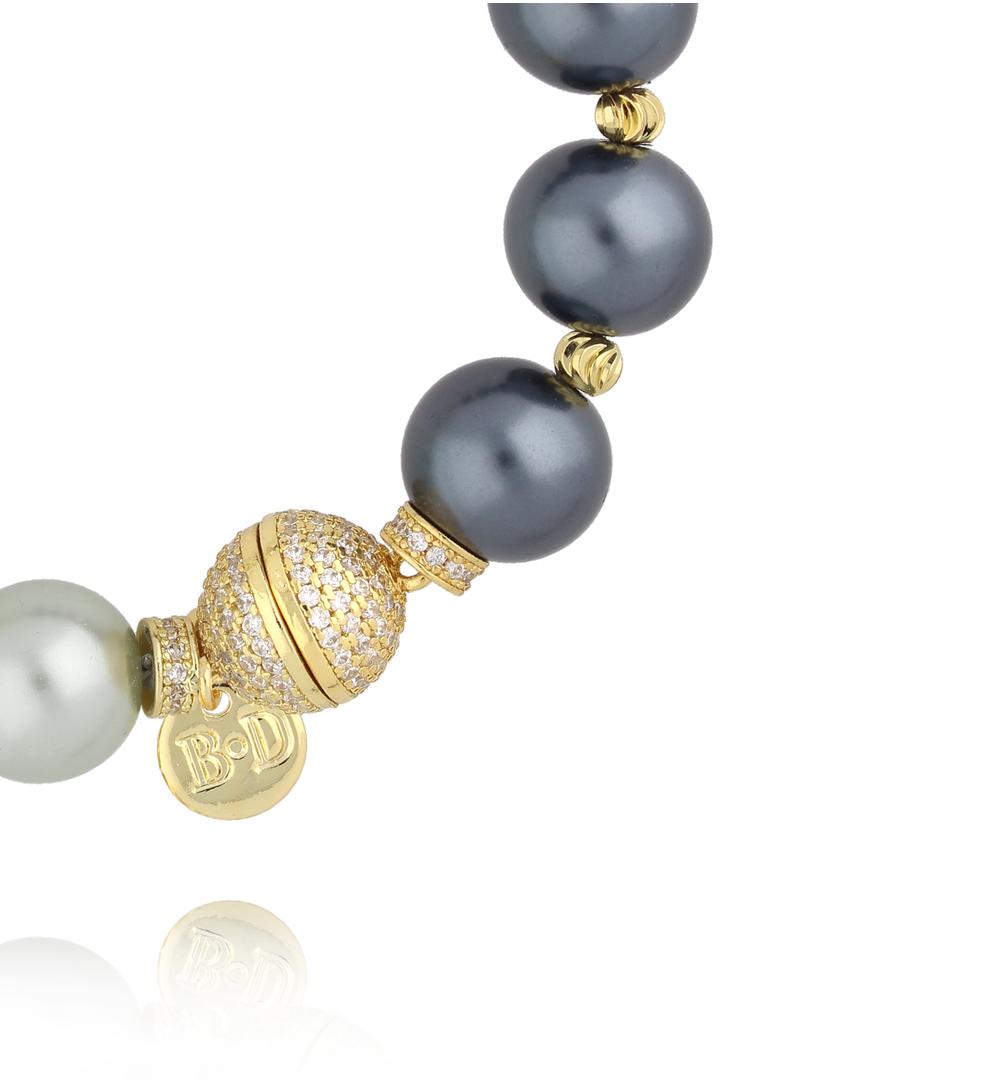 Bransoletka z dużych pereł w odcieniach szarości i ecru BPE0159