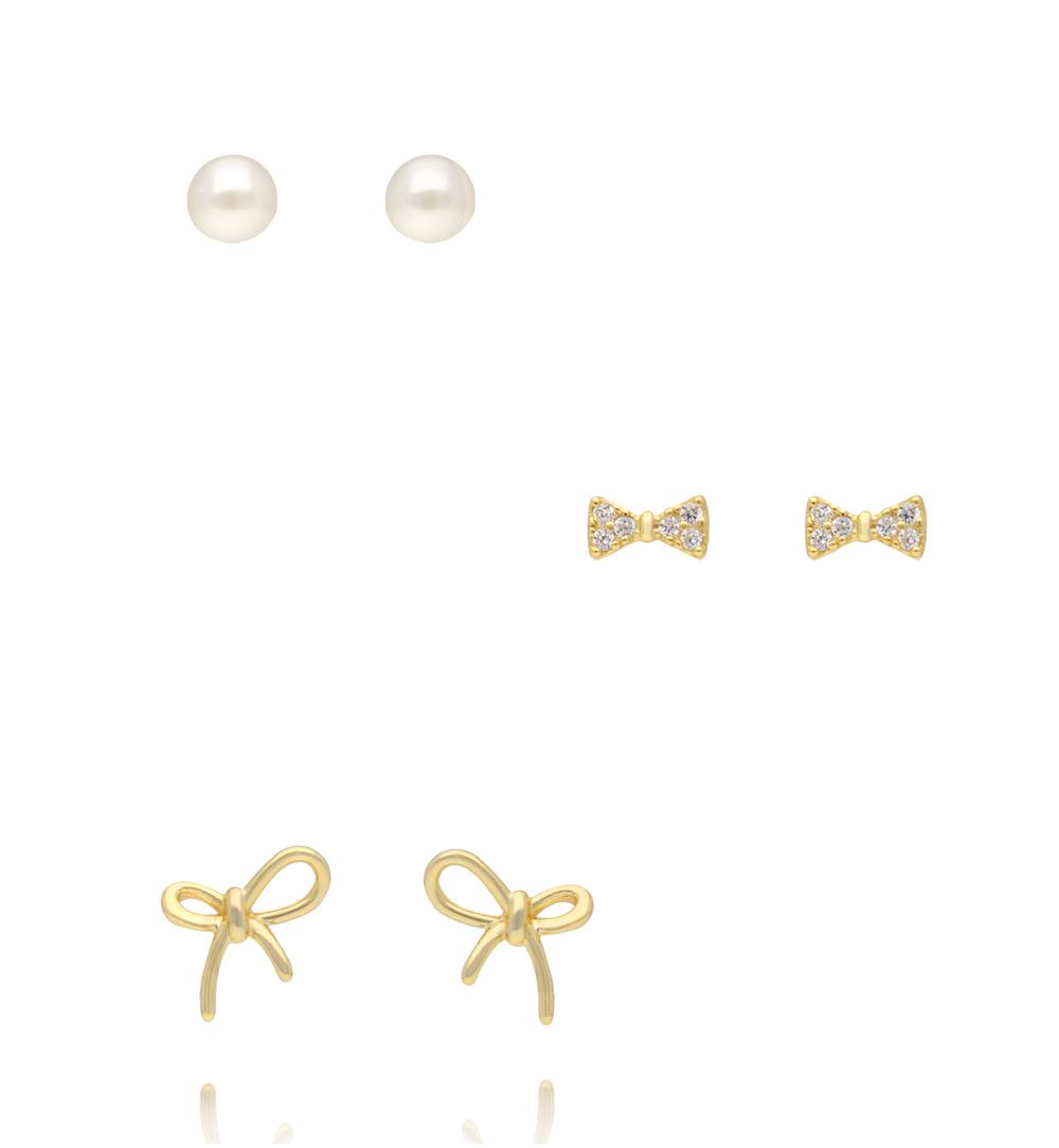 Zestaw kolczyków pozłacanych z cyrkoniami KLT0038