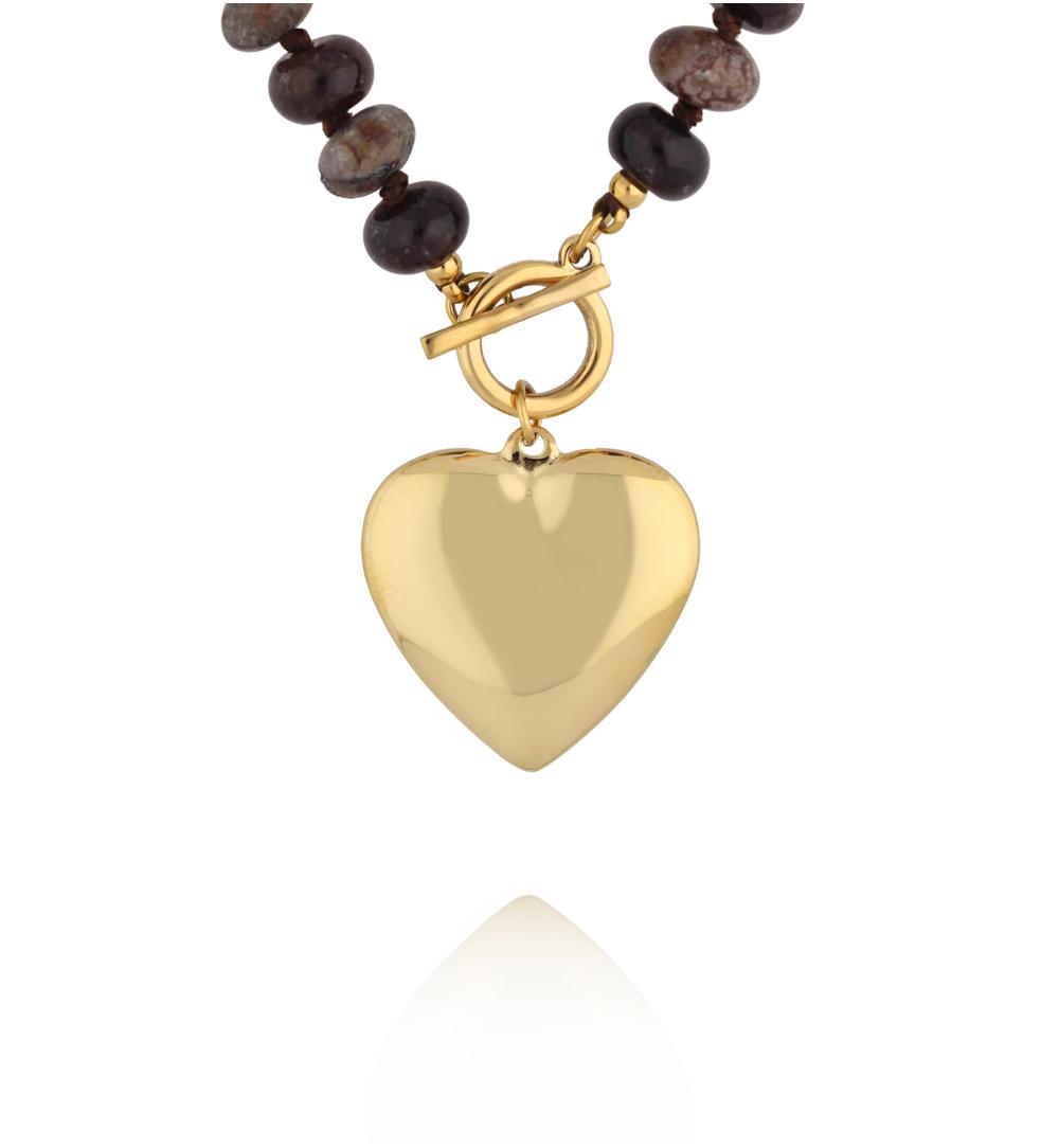 Naszyjnik z kamieni naturalnych z zawieszką serce NPA1510