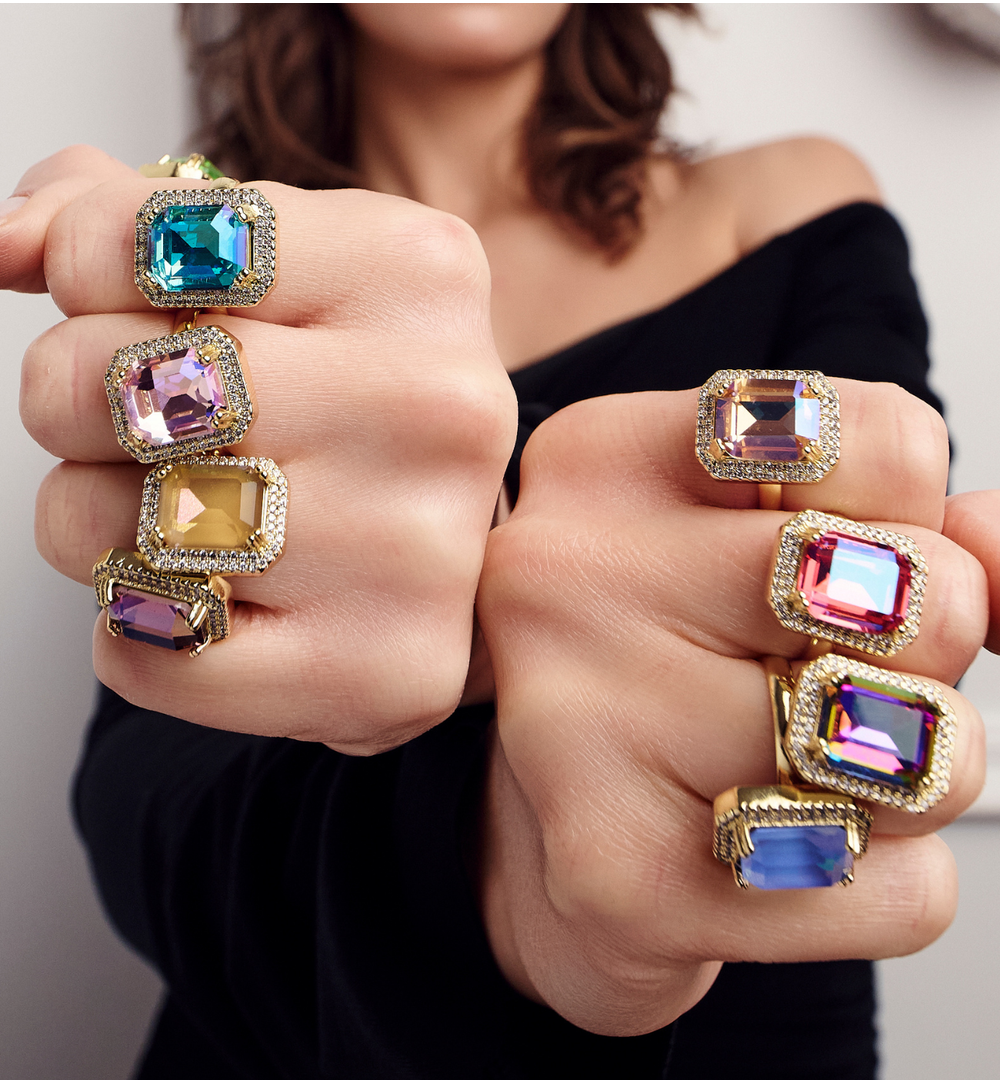 Pierścionek z fioletowym kryształkiem Majestic PSS0091