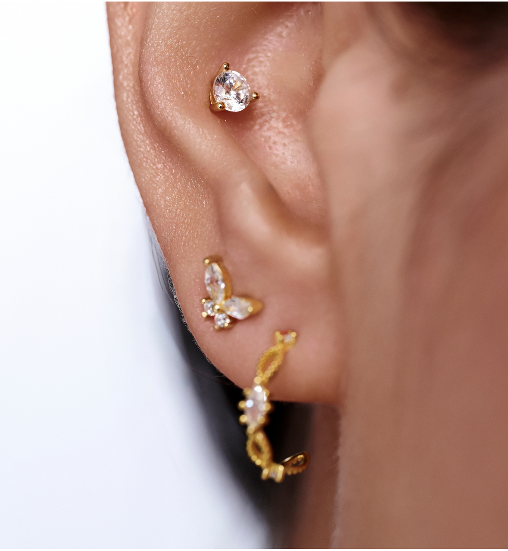 Zestaw kolczyków pozłacanych z cyrkoniami KLT0058