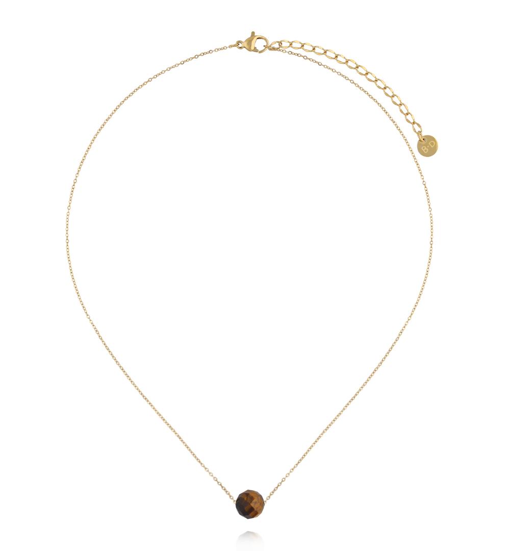 Naszyjnik z tygrysim okiem na delikatnym złotym łańcuszku NLB0376