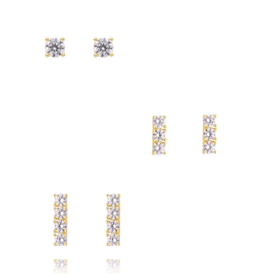 Zestaw kolczyków pozłacanych z cyrkoniami KLT0053