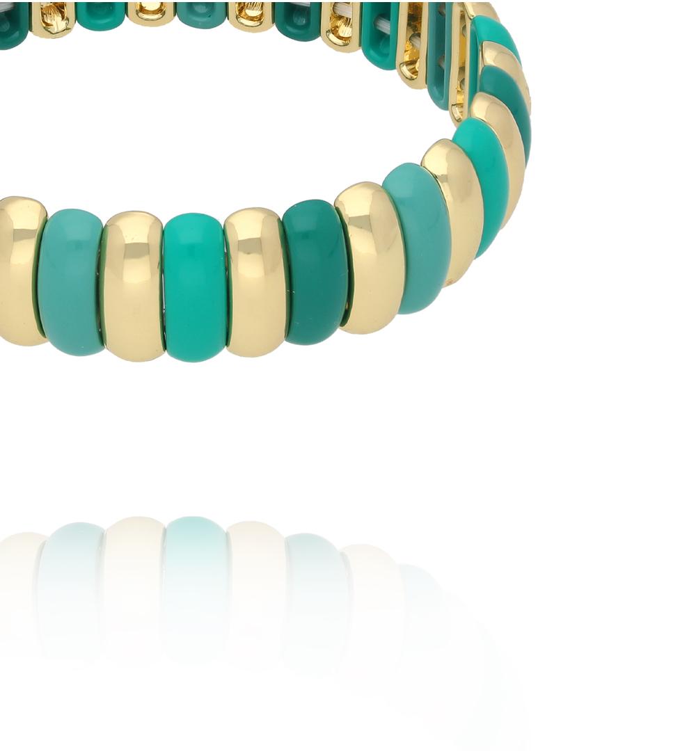 Bransoletka elastyczna w odcieniach zieleni i złota BCR0070