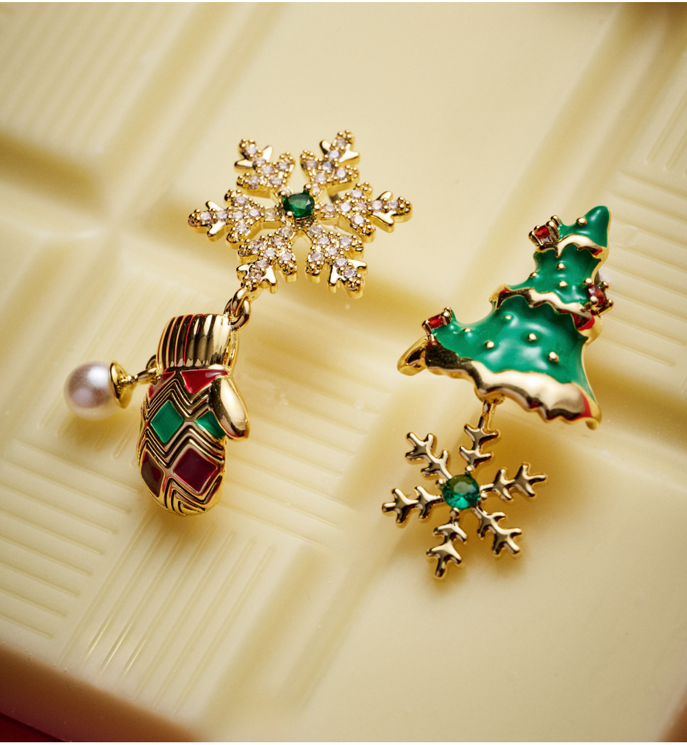 Kolczyki świąteczne z rękawiczką i czapką KSY0305