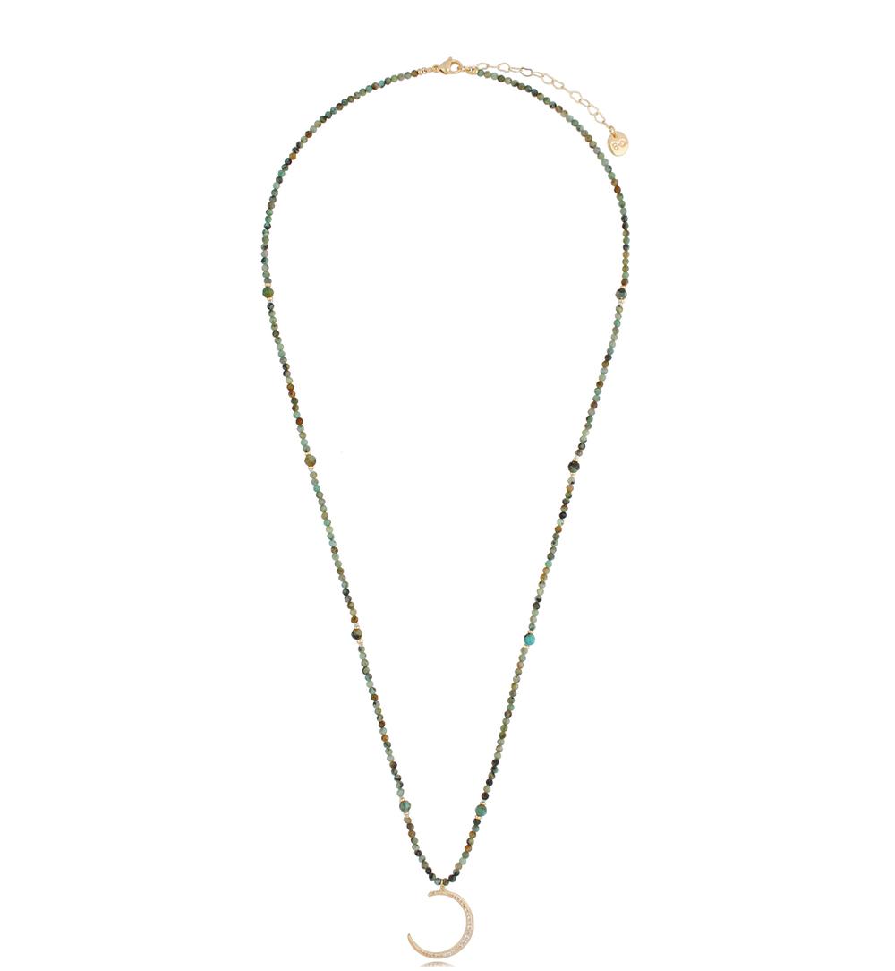 Naszyjnik z chryzokolami i księżycem Lungo NTW0472