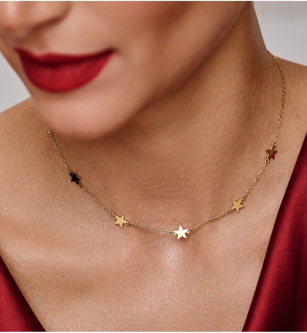 Naszyjnik złoty z gwiazdkami Estrellas NSA0210