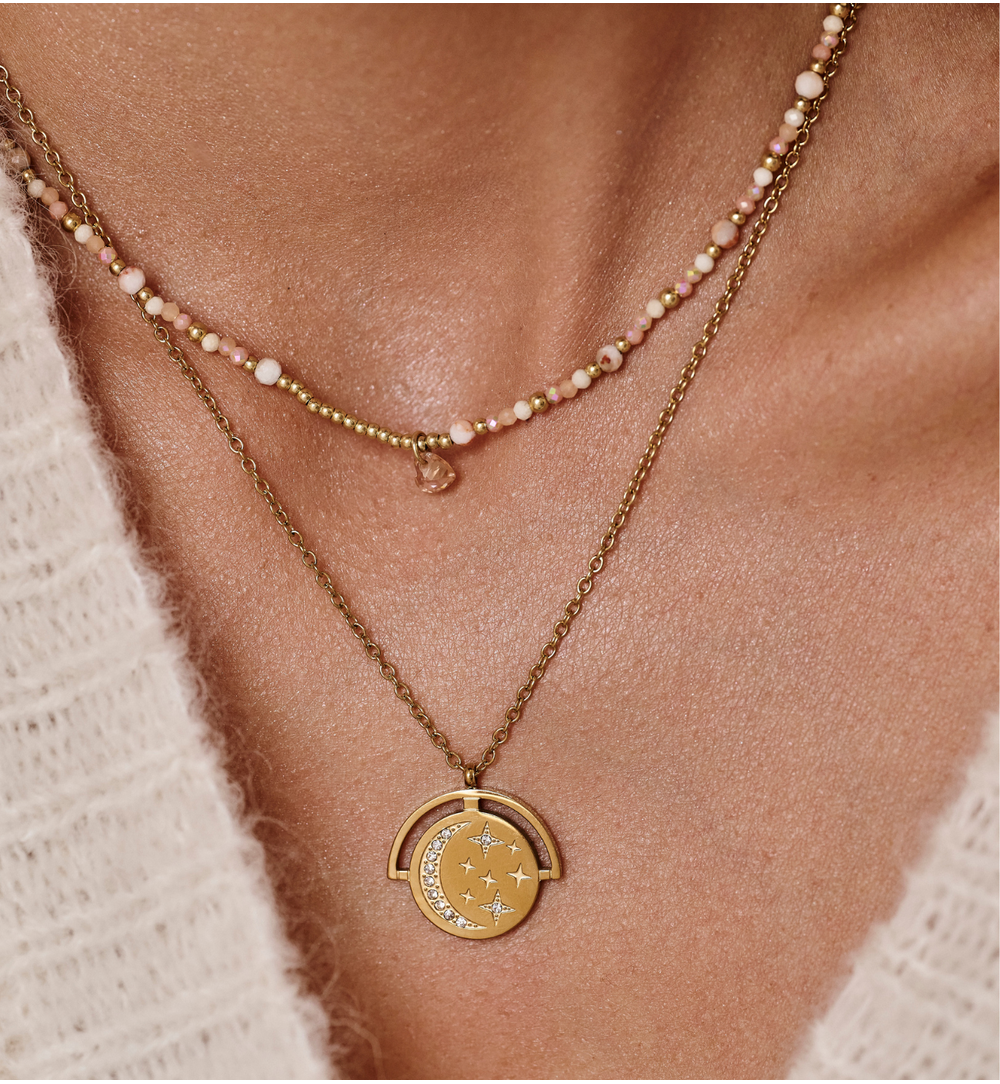 Naszyjnik brzoskwiniowy z sercem NSC0510