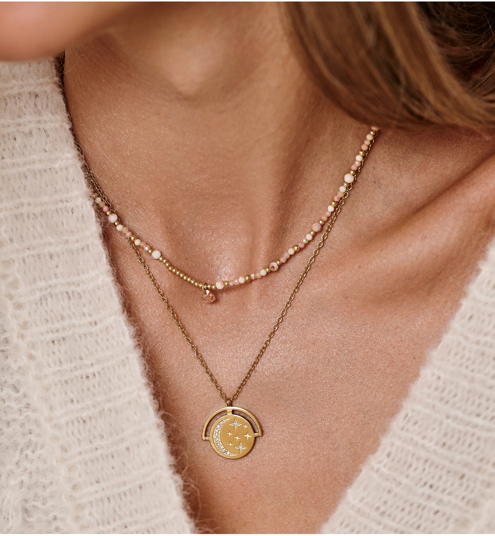 Naszyjnik brzoskwiniowy z sercem NSC0510