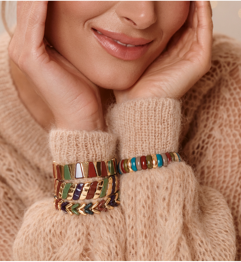 Bransoletka zielono granatowo bordowa w jodełkę BCR0062