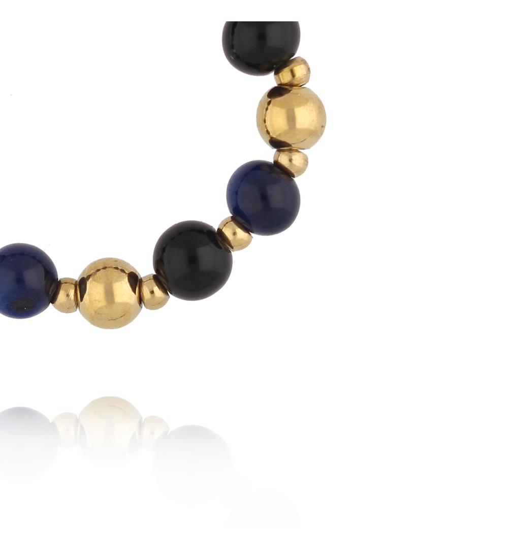 Pierścionek z agatami i tygrysim okiem PPA0069